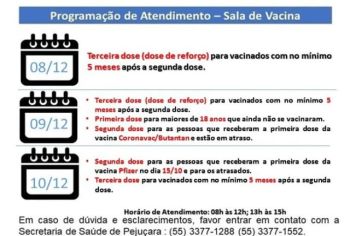 ATENÇÃO PARA A VACINAÇÃO CONTRA A COVID-19