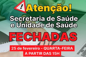 Atendimento suspenso na quarta-feira (25)