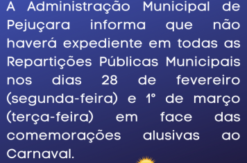 Ponto facultativo nos dias 28/02 e 01/03