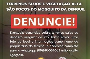 Atenção! Denúncias em caso de terrenos sujos!