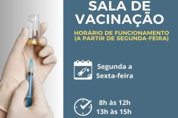 Confira o novo horário de funcionamento da Sala de Vacinação