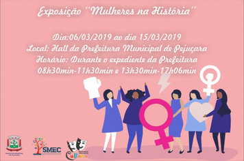 Exposição Mulheres na História está em andamento no hall da prefeitura