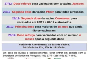 Atenção para a vacinação contra a COVID-19