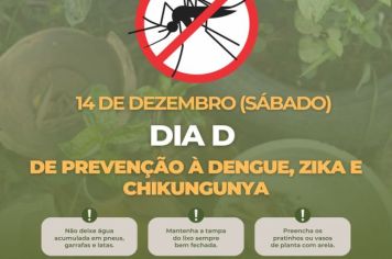 Ministério da Saúde convoca a população para o Dia D de mobilização contra a dengue