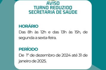 Aviso de turno único e turno reduzido