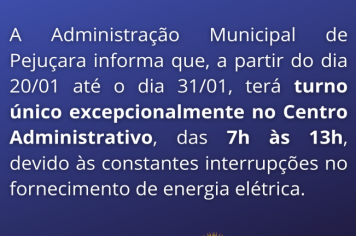 Fica instituído turno único no Centro Administrativo 