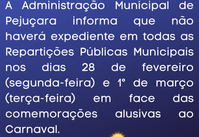 Ponto facultativo nos dias 28/02 e 01/03