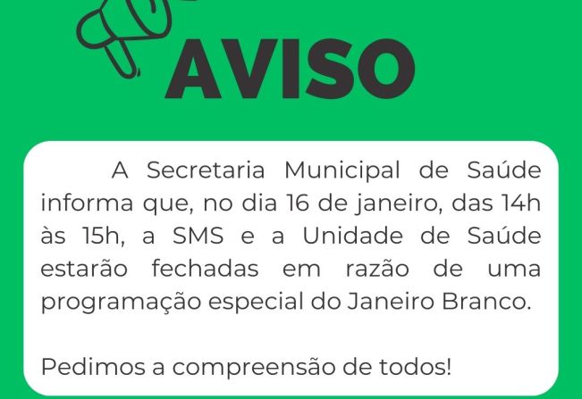 Aviso da Secretaria Municipal de Saúde