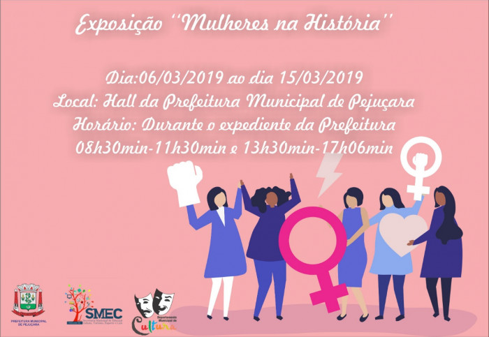 Exposição Mulheres na História está em andamento no hall da prefeitura
