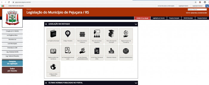 Pejuçara tem Leis e Decretos digitalizados com acesso público através dos links municipais