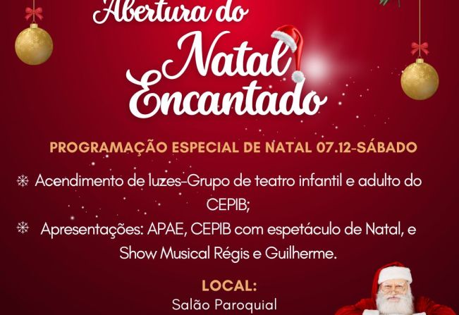 ⚠️ATENÇÃO! Diante da previsão do tempo que indica chuva para amanhã, a Abertura do Natal Encantado será realizada no SALÃO PAROQUIAL. ☔