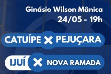Campeonato de Futsal 40+ Amuplam:Pejuçara enfrenta hoje Catuípe, no Ginásio Municipal Wilson Mânica, em Ijuí