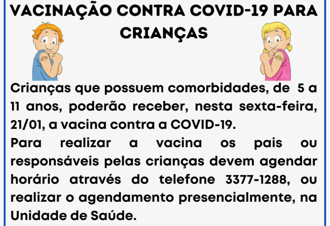 VACINAÇÃO CONTRA A COVID-19 PARA CRIANÇAS COM COMORBIDADE