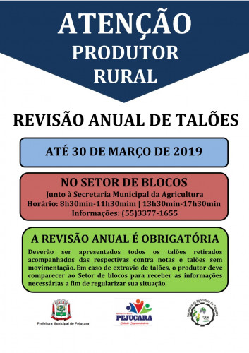 Fazenda abre prazo para revisão anual do talão do produtor rural