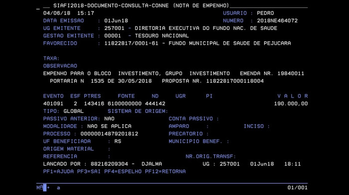 Emenda Federal beneficia Saúde no município de Pejuçara