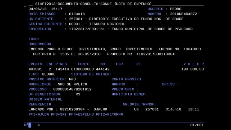 Emenda Federal beneficia Saúde no município de Pejuçara