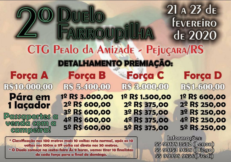 12º Rodeio Crioulo e 2º Duelo Farroupilha acontecem em Fevereiro em Pejuçara