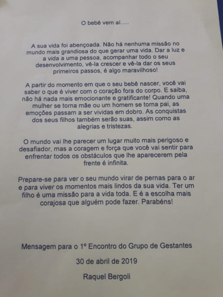 CRAS dá início a mais um curso de gestantes