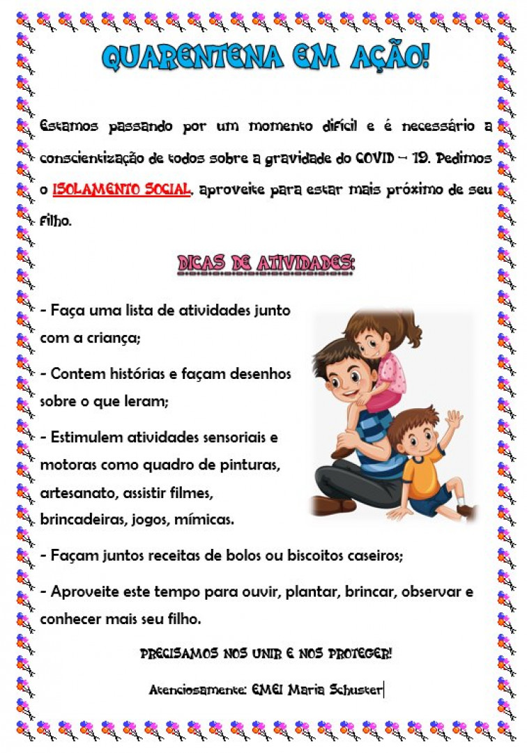 Material distribuído pela EMEI ensina e diverte alunos, em casa